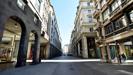 Empty street in Milan, Italy