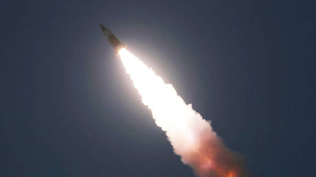 FILE PHOTO: A suspected missile is fired, in this image released by North Korea's Korean Central News Agency (KCNA) on March 22, 2020. © REUTERS/ KCNA