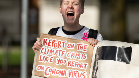 A Youth Climate Strike protestor. March 13, 2020 in Cardiff, Wales. © Matthew Horwood/Getty Images