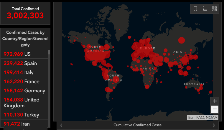 Coronavirus Infections Top Three Million Cases Worldwide – Johns Hopkins University