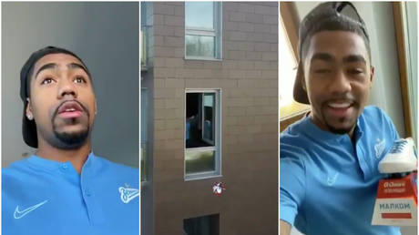 Drone delivery! Zenit St Petersburg star Malcolm receives Player of Month award by drone in quarantine (VIDEO)