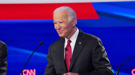 Joe Biden at fourth U.S. Democratic presidential candidates 2020 election debate at Otterbein University in Westerville, Ohio