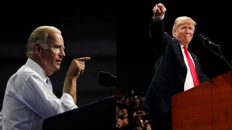 Former US Vice-President Joe Biden (L) and President Donald Trump (R)