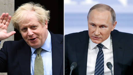 (L) Boris Johnson © Getty Images / Alberto Pezzali; (R) Vladimir Putin © Reuters / Maxim Zmeev