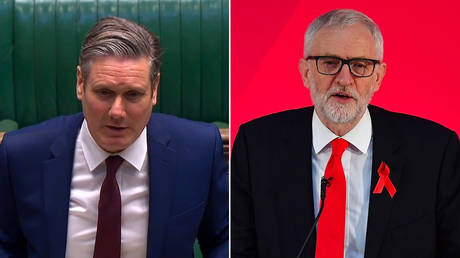 (L) Labour leader Keir Starmer © AFP / PRU; (R) Former Labour leader Jeremy Corbyn © AFP / Paul Ellis