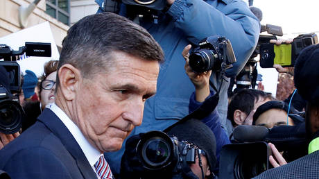 FILE PHOTO: Former US national security adviser Michael Flynn departs the US District Court in Washington, DC.