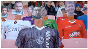 'Ingenious insanity': Fans pay to have heads stuck on eerie mannequins as football in Belarus defies coronavirus lockdown (VIDEO)