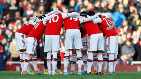 Arsenal team before a Premier League match against Sheffield United. Emirates Stadium, London. January 18, 2020 © Reuters / Peter Nicholls