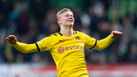 Who else? Erling Haaland bags first goal of resumed Bundesliga season - and celebrates in socially-distant style (VIDEO)