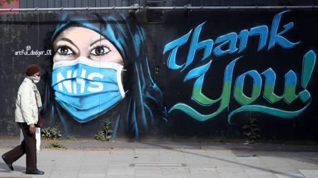 ‘NHS Dedication Mural’ by The Artful Dodger (A.Dee) in Elephant & Castle, London, Britain, May 5, 2020