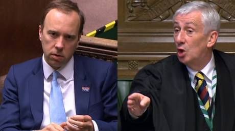 Speaker Hoyle threatens to EJECT UK health secretary from Commons after Hancock heckles opposition leader (VIDEO)