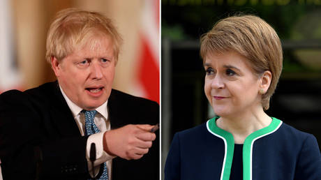(L) Boris Johnson (R) Scotland's First Minister Nicola Sturgeon © Pool via Reuters Reuters / Andy Buchanan