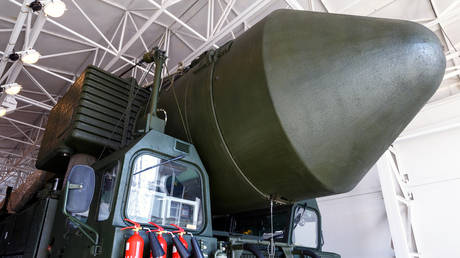 FILE PHOTO: A Yars fifth-generation intercontinental ballistic missile (ICBM) at the premises the Novosibirsk Division of Strategic Missile Forces in Russia.