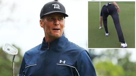 Tom Brady sinks INCREDIBLE shot, then SPLITS his pants and loses $20m charity golf game to Tiger Woods and Peyton Manning (VIDEO)