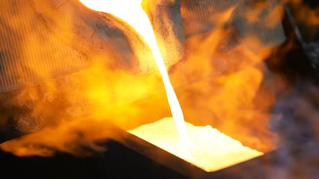Production of gold bars at Russia's chemical and metallurgical plant Uralelectromed in Sverdlovsk Region