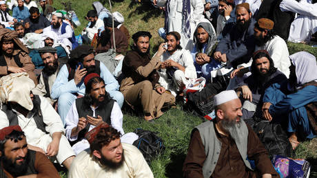 Newly freed Taliban prisoners gather at Pul-i-Charkhi prison, in Kabul, Afghanistan , on May 26, 2020.