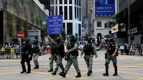 Riot police disperse anti-government demonstrators in Hong Kong, China May 27, 2020.