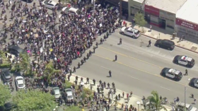 MASSIVE rallies block roads in Los Angeles as anti-police brutality protesters demand justice for George Floyd (VIDEOS)