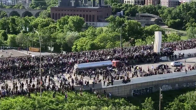 Hundreds scatter in panic as tanker truck nearly PLOWS into crowd of protesters in Minneapolis