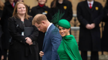 FILE PHOTO: The Duke and Duchess of Sussex arrive at the Commonwealth Service at Westminster Abbey, London on Commonwealth Day, March 9, 2020