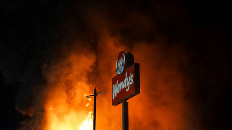 A Wendy’s burns in Atlanta, Georgia, US June 13, 2020.