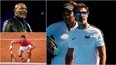 Mike Tyson Novak Djokovic and Serena Williams coach Patrick Mouratoglou. © Reuters