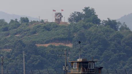 FILE PHOTO: A North Korean soldier seen from Paju, South Korea, near the demilitarized zone (DMZ), June 17, 2020. © Reuters / Kim Hong-Ji