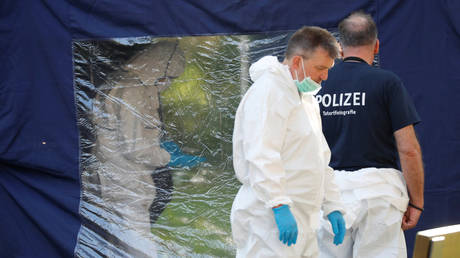 German police officers investigate a crime scene in Berlin's Tiergarten Park. ©REUTERS / Fabrizio Bensch