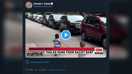 Twitter's latest "manipulated media" tag on a tweet from the president.