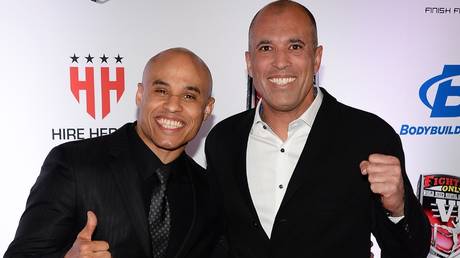 Ali Abdelaziz (left) with MMA legend Royce Gracie