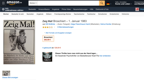 A screenshot of the now deleted Amazon page of the 'Zeig Mal!' (Show me!) brochure by Will McBride.
