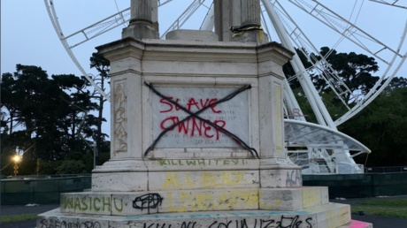 Statue of Francis Scott Key in San Francisco after being defaced by protesters