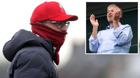 Jurgen Klopp and (inset) Roman Abramovich