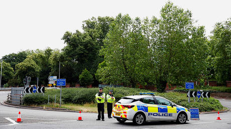 A police cordon outside Forbury Gardens following a stabbing attack in Reading, Britain. June 21, 2020. © Reuters / Matthew Childs