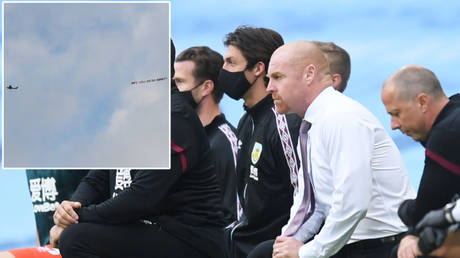 A White Lives Matter banner flies over Manchester City vs Burnley in the Premier League Michael Regan / Action Images via Reuters