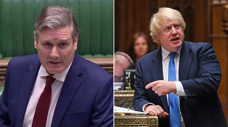 (L) Labour Party leader Keir Starmer © Parliament TV/Reuters TV (R) British PM Boris Johnson © REUTERS/UK Parliament/Jessica Taylor/Handout