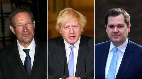 (L) Richard Desmond © REUTERS/Olivia Harris; (C) Boris Johnson © Handout via REUTERS/10 Downing Street/Andrew Parsons; (R) Robert Jenrick © REUTERS/Toby Melville