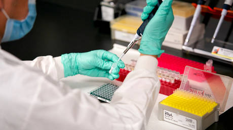 Prism Pathology prepares samples before testing for the coronavirus disease (COVID-19) in Dallas, Texas, US