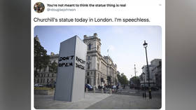 ‘Don’t open, racist inside’: Doctored photo of boarded-up Churchill statue shocks users online as outrage over vandalism grows