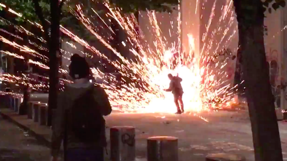 WATCH: Firework explodes in protester’s FACE as Portland riot continues