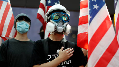 Anti-government protesters at a rally at the University of Hong Kong, China September 20, 2019