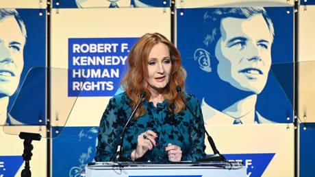 J.K. Rowling accepts an award onstage during the Robert F. Kennedy Human Rights Hosts 2019 Ripple Of Hope Gala & Auction In NYC on December 12, 2019 in New York City