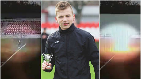 Ivan Zaborovsky was hit by lightning during training © Twitter / Baza (left, right); Twitter / Znamya Truda (centre)
