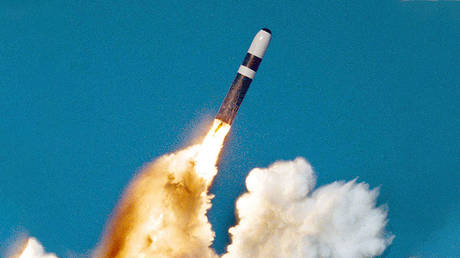 A Trident II, Or D-5 Missile, Is Launched From An Ohio-Class Submarine In This Undated File Photo. © Reuters