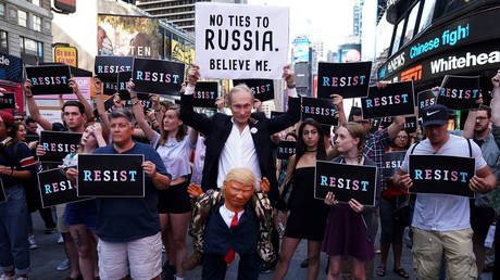 A 'Russiagate'-inspired protest against US President Donald Trump in New York City, July 26, 2017.