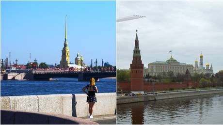 © (L) St. Petersburg / Sputnik / Aleksey Danichev; (R) Moscow / Sputnik / Evgeny Biyatov