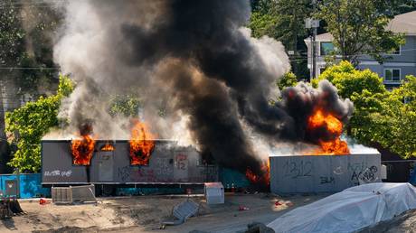 A construction site for a youth detention center torched by protesters in Seattle on July 25, 2020