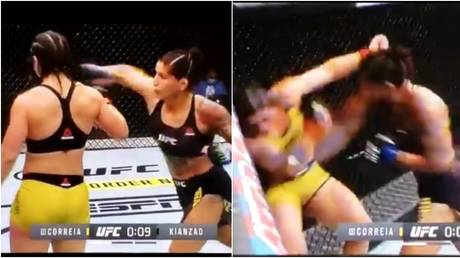 UFC fighter Bethe Correia made a schoolgirl error against rival Pannie Kianzad. © Twitter screenshot