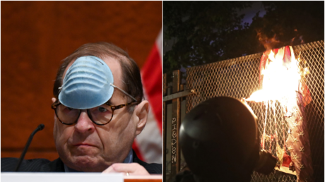 Rep. Jerry Nadler (L) and a Portland protester (R)