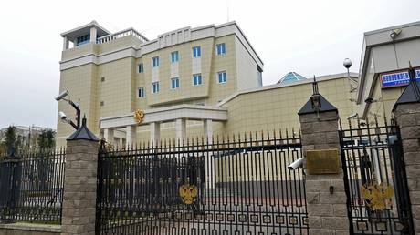 FILE PHOTO: Russian embassy in Minsk.